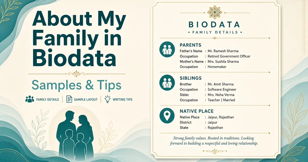 About my family section in Indian marriage biodata — samples and tips