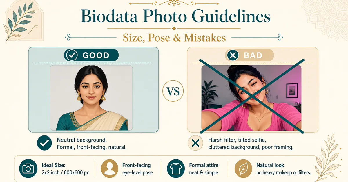Marriage biodata photo guidelines — size, pose and common mistakes