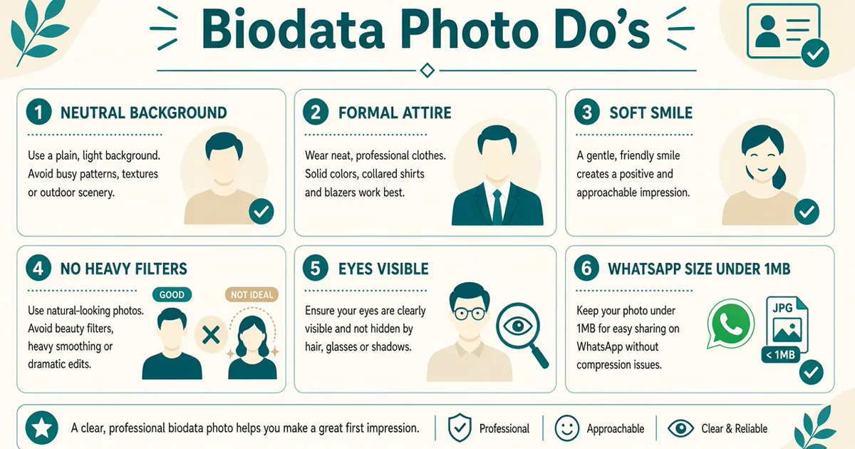 Infographic of marriage biodata photo do's and don'ts