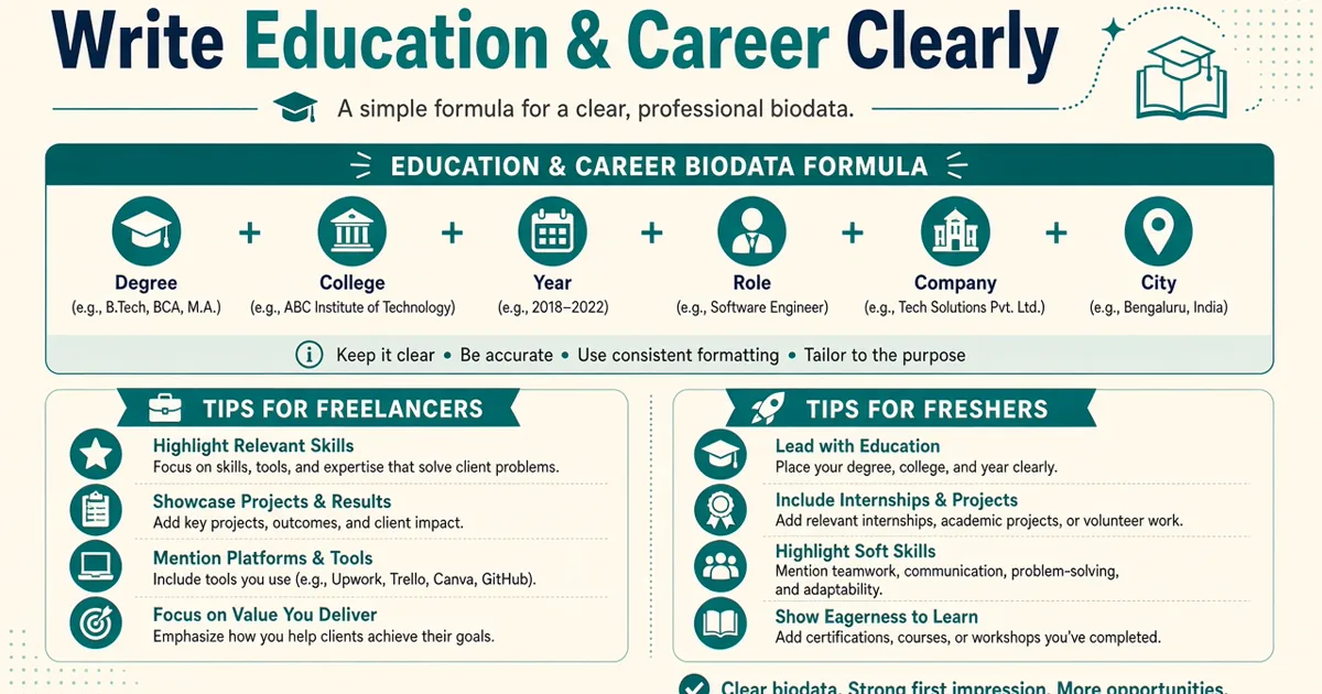 Infographic on writing education and career clearly in marriage biodata