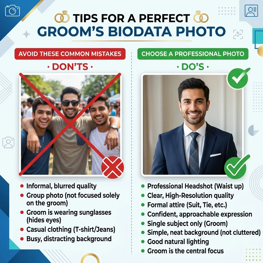 Do's and Don'ts of groom biodata photos