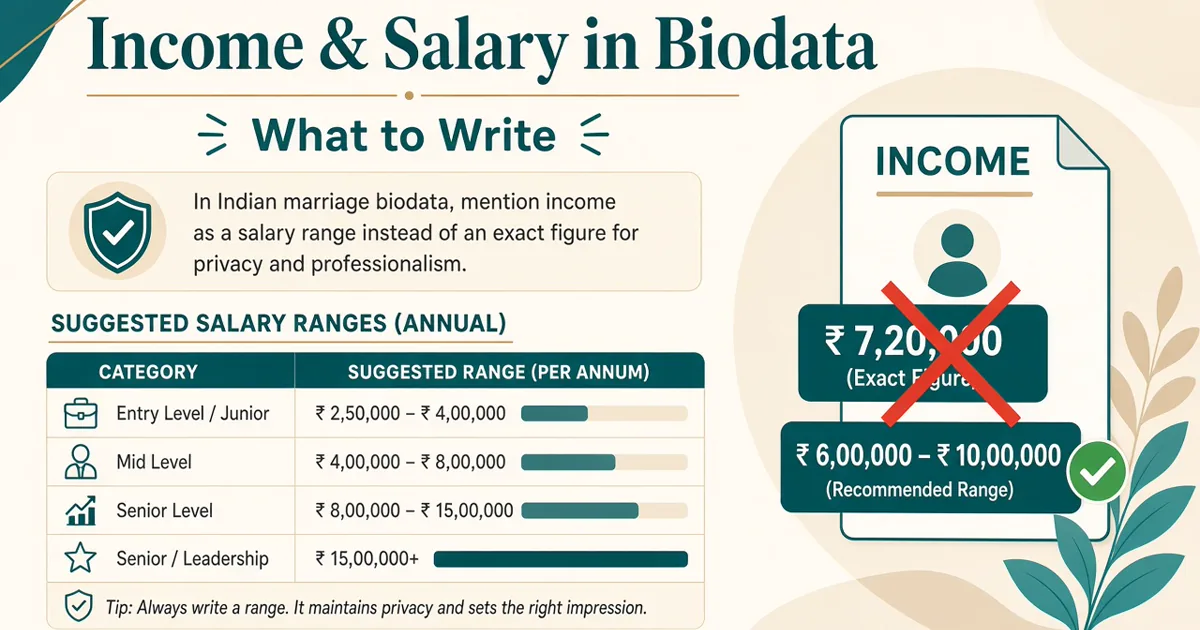 Income and salary in marriage biodata — ranges, privacy and phrasing