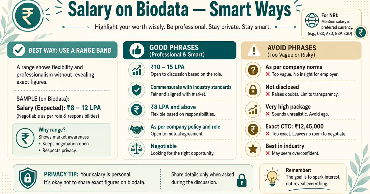 Infographic for writing income and salary in marriage biodata