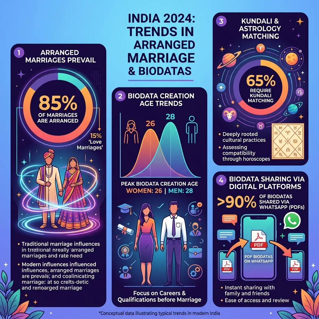 Arranged Marriage and Biodata Trends in India 2024 Infographic