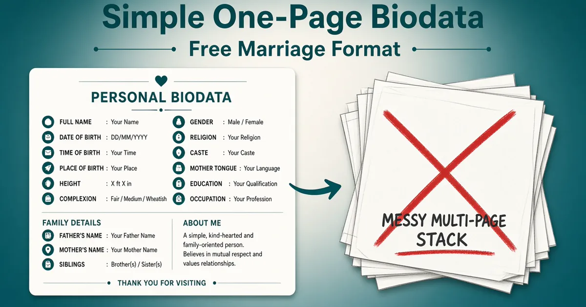Simple one-page marriage biodata — free format and WhatsApp PDF tips