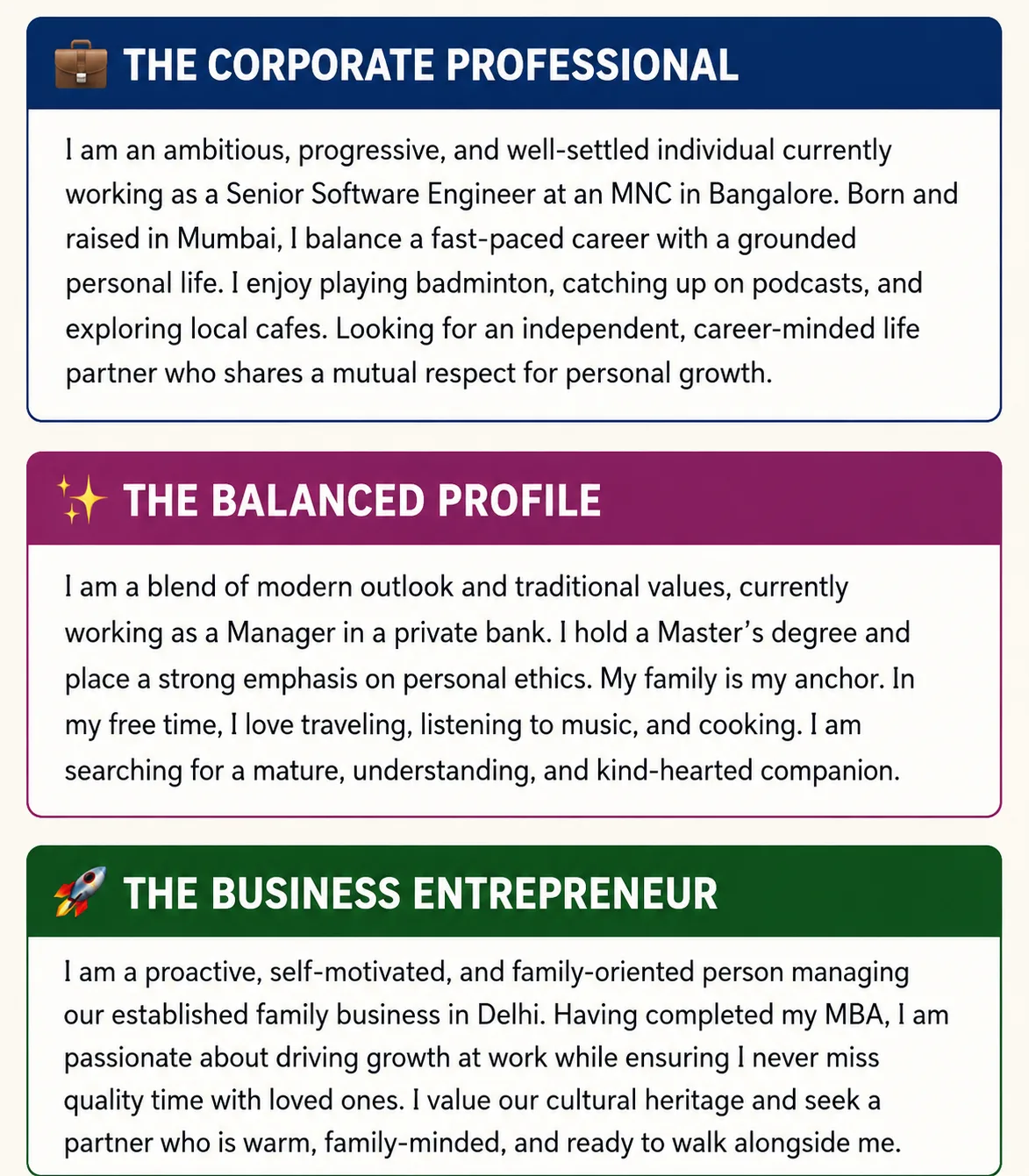 About Me Section Examples