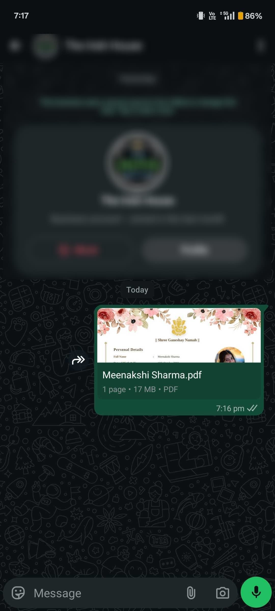 WhatsApp पर शादी बायोडाटा PDF — marriage biodata shared on WhatsApp