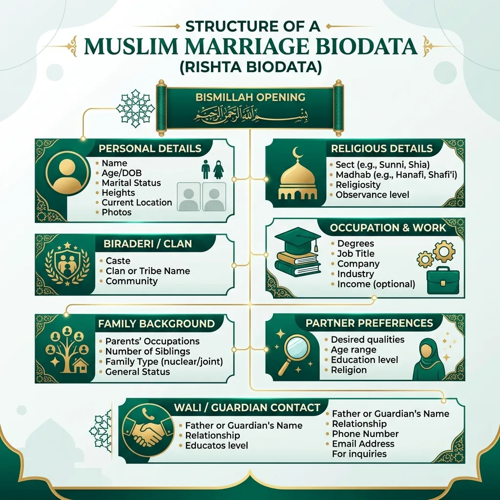 Muslim Marriage Biodata Structure Infographic