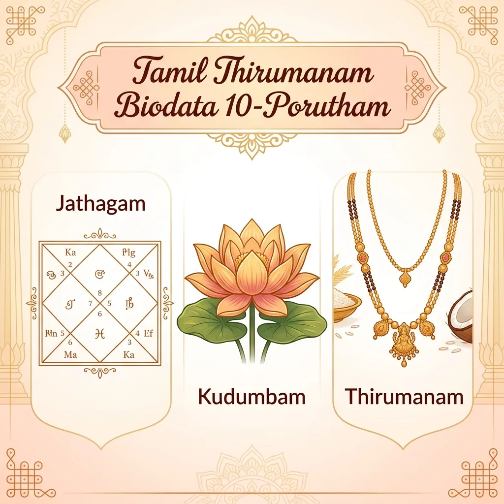 Tamil Thirumanam Biodata 10-Porutham Infographic: Jathagam, Kudumbam, Thirumanam